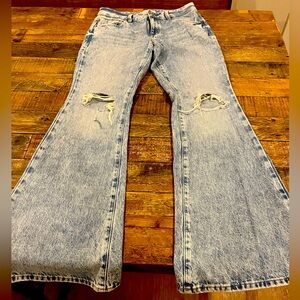 PacSun Distressed Light Blue Flare Jeans